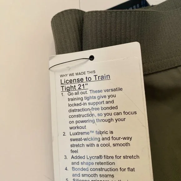 NWT Lululemon Men’s License To Train Green Tights Size Medium - Picture 8 of 8